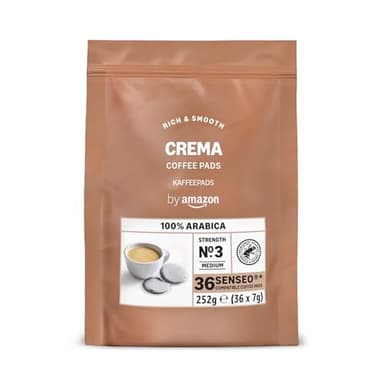 by Amazon Crema 100% Arabica-Kaffeepads, geeignet für Senseo-Maschinen, 36 Stück (1 Packung mit 36 Stück) – Rainforest Alliance-zertifiziert