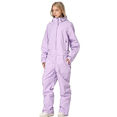HOTIAN Damen Schneeanzug, Damen Einteiler Skioverall Wasserdicht Winddicht Winter Warme Einteiliger Skioverall,für Wandern Klettern Isoliertes Snowboarden Purple-Women L