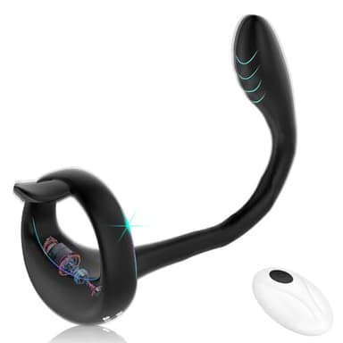 ChicLSQ Prostata Massagegerät mit Penisring Vibratoren Analvibratoren 9 Vibrationsmodi und Fernbedienung Silikon Cockring Klitoris Stimulator G Punkt Vibrator Analplug Sexspielzeug für Männer Paar