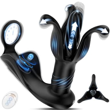 Soulour Analvibratoren für Mann Prostata Stimulation Männer, 4 IN 1 Expansions- und Schubmodi Analplug mit Penisring & Hodenvibration, Sex Spielzeug für die Männer Anal Plug Vibrator mit 9x9 Modi Reif