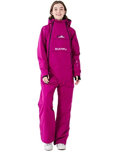 OUKAFU Skianzüge Damen Einteiler Wasserdicht Overall Winter Overall Schneeanzüge Schneeanzüge Schneesport Jumpsuits Lila L