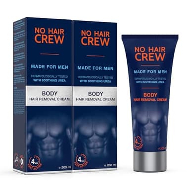 NO HAIR CREW 2 x Enthaarungscreme für Männer – Sanfte & gründliche Haarentfernung in 4-8 Minuten – Ohne Schnittrisiko & Rasurbrand (Set 2 x 200 ml)
