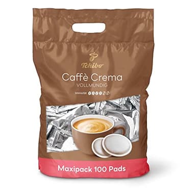 Tchibo Kaffeepads Vorratspack Maxipack, Caffè Crema vollmundig, 100 Stück – 1x 100 Pads (Kaffee, ausgewogen und vollmundig), nachhaltig, geeignet für Senseo Maschinen