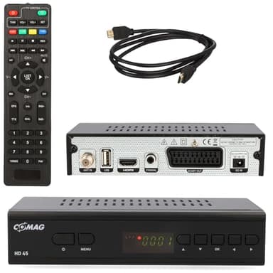 Comag HD45 V6 digitaler HD SAT Receiver mit PVR (HDTV, DVB-S2, HDMI, 1080p, SCART, USB TV Aufnahme & Mediaplayer, Full HD, Astra vorinstalliert) schwarz