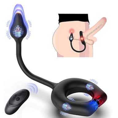 PQKuss Analvibrator Prostata Stimulator Silikon mit Penisring Vibratoren und 10 vibrationsmodi, Silikon Magnetische Cockring Klitoris Stimulator Anal Plug Sexspielzeug für Männer Paar
