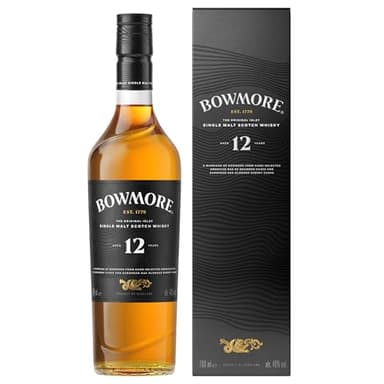 Bowmore 12 Jahre, Single Malt Scotch Whisky, mit Geschenkverpackung, ausgewogen mit rauchigen Geschmacksnoten, 40 Prozent Volumen, 700ml Einzelflasche