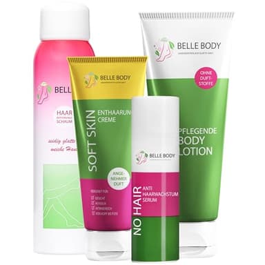 Belle Body Probier-Set zur Haarentfernung – Glatte Haut wie nie zuvor - Schmerzfrei, vegan & langanhaltend - Für Gesicht, Achseln, Intimbereich & Körper - Inkl. pflegender Wirkstoffe