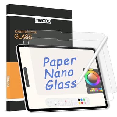 MEGOO Papier-Glas Displayschutzfolie f¨¹r iPad Pro 11 Zoll M4 (2024), Matt zum Zeichnen/Anti-Blend/Einfache Installation/Kompatibel mit Schutzh¨¹lle, 2er-Pack