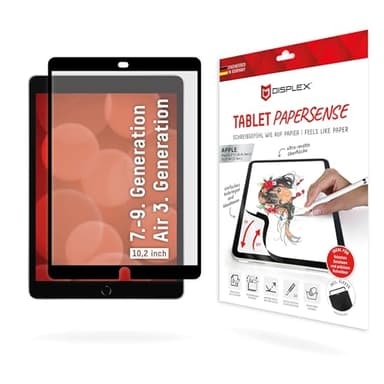 Displex TABLET PAPERSENSE für iPad (7./8./9. Gen.)/Air (3. Gen.), wiederablösbare Schreibfolie und Zeichenfolie mit Paper Feeling für ein Schreibgefühl wie auf Papier, inkl. Filz-Schutzhülle