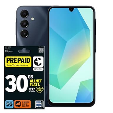 congstar Prepaid Bundle Prepaid L mit Samsung Galaxy A16 128GB, schwarz