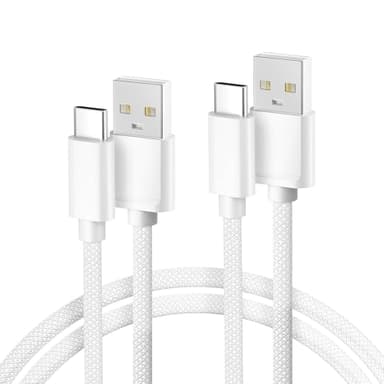 Basesailor USB C Ladekabel 2M 2Stück,Weiß Nylon Typ C Datenkabel für New Kindle Fire HD 10 9th 8 10th 2020 11.Gen 2021 Generation,Samsung Galaxy Z Fold 5 4,A54 A53 A42,Moto G8 G9,Carplay,iPhone,17