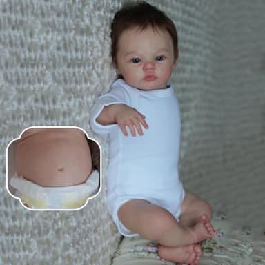 RXDOLL 19 Zoll 48CM Echtes Leben Baby Junge Puppe Weiche Vinyl Silikon Ganzkörper Reborn Babypuppen Vollsilikon Baby Junge Realistische Neugeborene Baby Puppe Waschbar Spielzeug