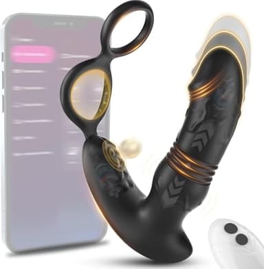 Analvibratoren für Mann Prostata-Massageger Perineum Stimulator 3 In 1 Sexspielzeug für die Männer mit Penisring 10 Vibrationen + 10 StoßModi Analplug Anal Vibrator Anal Dildo für Männer