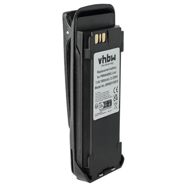 vhbw Akku kompatibel mit Motorola MOTOTRBO DGP6150+, DP3400, DP3401, DP3600 Funkgerät, Walkie Talkie (1800mAh, 7,4V, Li-Ion) + Gürtelclip