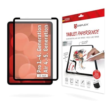 Displex TABLET PAPERSENSE für iPad Pro 11'' (1.-4. Gen)/Air (4./5. Gen), wiederablösbare Schreibfolie und Zeichenfolie mit Paper Feeling für ein Schreibgefühl wie auf Papier, inkl. Filz-Schutzhülle
