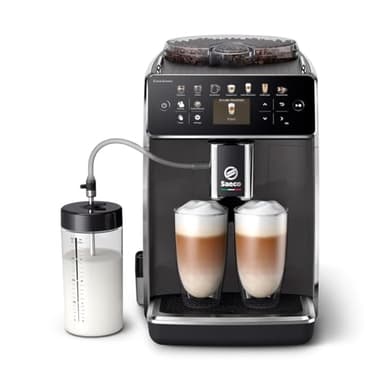 Philips GranAroma Kaffeevollautomat mit 14 Kaffeespezialitäten, intuitives Farbdisplay, 4 Benutzerprofile, Keramikmahlwerk, ‎Schwarz-Grau (SM6580/10)