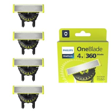 Philips OneBlade Original 360-Klingen, passend für alle OneBlade und OneBlade Pro Modelle, original von Philips, 4er-Pack (Modell QP440/50)