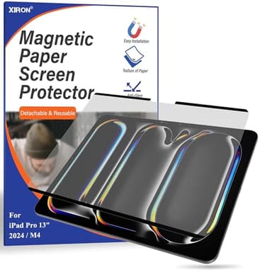 XIRON Magnet Papier Folie für iPad Pro 13" M4 2024, Matte Schutzfolie Displayschutz für Apple Pencil, Schreiben und Zeichnen wie auf Papier, Blendfrei/Anti-Fingerabdruck, Abnehmbar/Wiederverwendbar