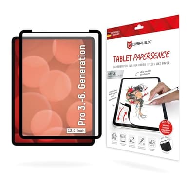 Displex TABLET PAPERSENSE für iPad Pro 12,9'' (3./4./5./6. Gen.), wiederablösbare Schreibfolie und Zeichenfolie mit Paper Feeling für ein Schreibgefühl wie auf Papier, inkl. Filz-Schutzhülle