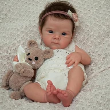 RXDOLL 45CM Realistische Reborn Baby Puppen Silicone Vinyl Ganzkörper Mädchen Lebensechte Neugeborenen Babypuppen Vollsilikon Echtes Baby Puppen die echt Aussehen Baby Mädchen