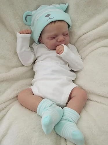 RXDOLL Reborn Baby Puppen 18 Zoll Realistische Weiche Silikon Ganzkörper Vinyl Lifelike Mädchen Wasserdicht Schlafen Neugeborene Spielzeug für Kinder Alter 3+