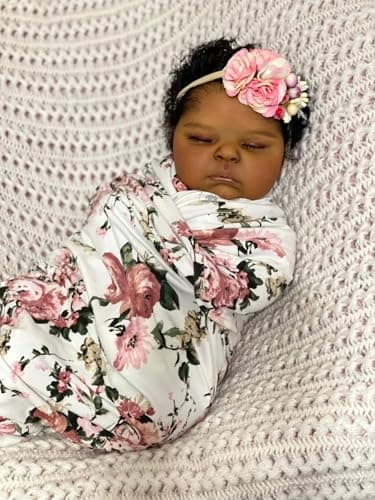 RXDOLL Realistische Reborn Baby Puppe Silikon Tuch Körper 20 Zoll 50 cm Afrikanisch Amerikanisch Schwarz Braun Haut Weiche Gewichtete Schlafen Real Life Neugeborene Bebe Spielzeug