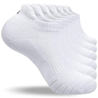 anqier 6 Paar Sneaker Socken Herren 43-46 39-42 35-38 47-50 Baumwolle Kurz Sportsocken Damen Gepolsterte Laufsocken Schwarz Weiß Grau Atmungsaktiv