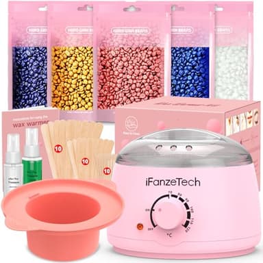 Waxing Set Wachs Haarentfernung Set: Wax Maschine Warmwachs Haarentfernung Gerät mit Silikon Schale, 5 Packungen Wachsperlen für Gesicht, Brazilian Bikinizone, Körper, Waxing kit Women Men