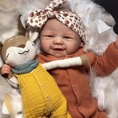RXDOLL Sweet Smile Reborn Babypuppen Silikon Ganzkörper 19 Zoll Anatomisch Korrekt Baby Mädchen Realistische Neugeborene Puppen, die echt aussehen Silikon Babies Puppe